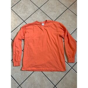 Supreme Orange Long Sleeve Shirt Size Large Made in USA 100% Cotton Vintage